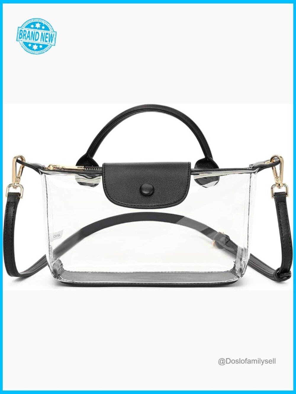 Clear Crossbody Bag Stadium Approved Waterproof PVC Vegan Leather Purse